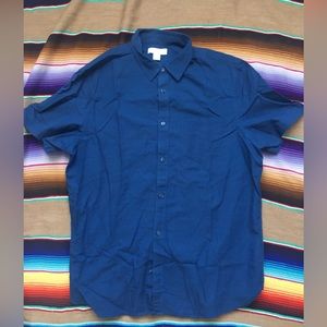 Mens Calvin Klein short sleeved dress shirt size large blue